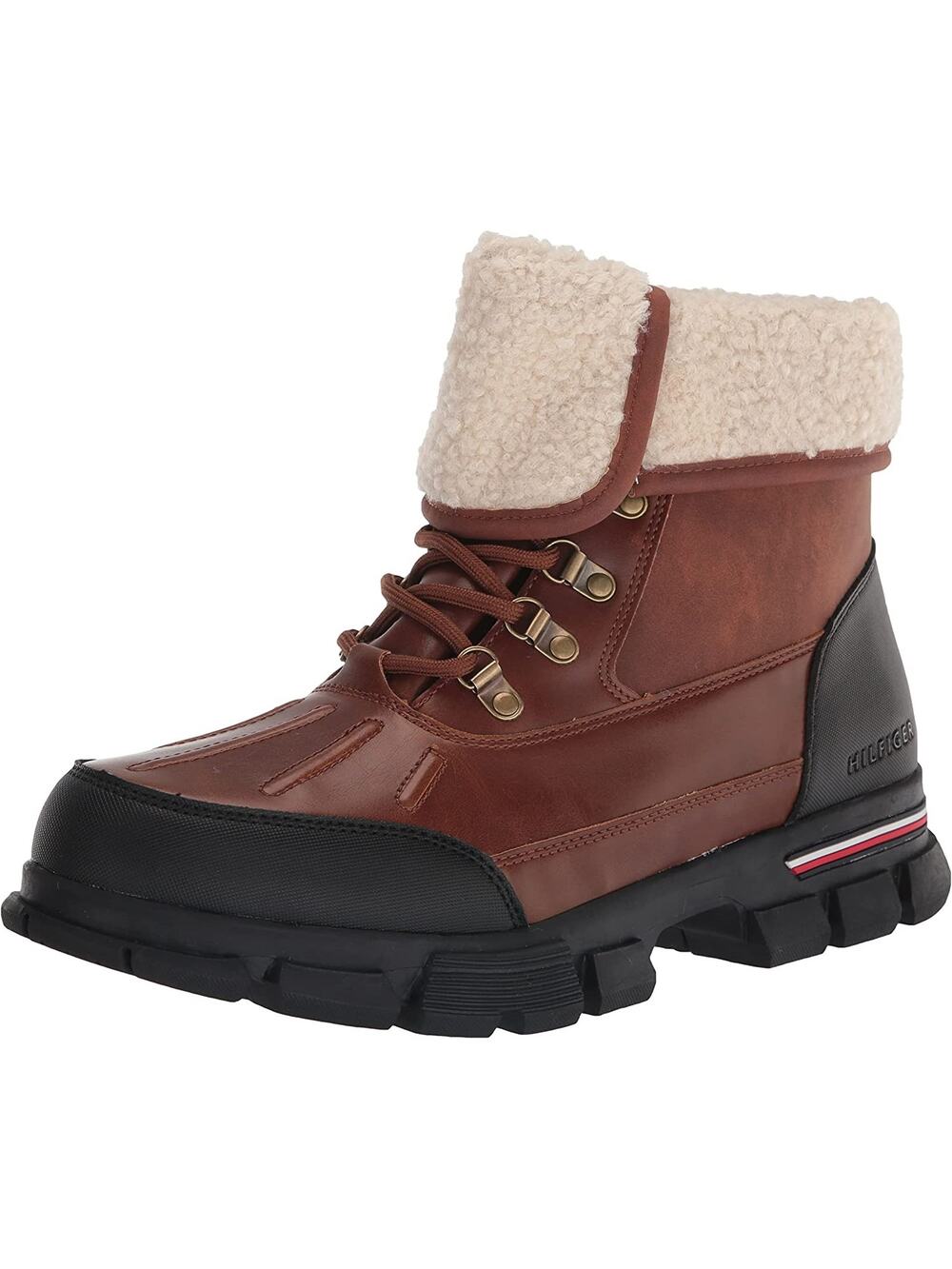 Tommy Hilfiger Men Idan Faux Shearling Duck Boots Size US 9M Medium Brown